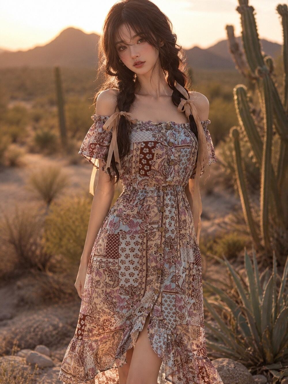 Prairiecore Daydreams & Desert Wanderings wanderlust Off Shoulder Maxi Dress